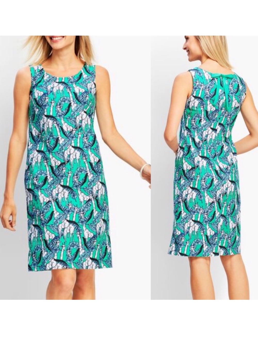 Talbots Giraffe Print Shift Dress Sheath Size 12 midi cotton blend zipper